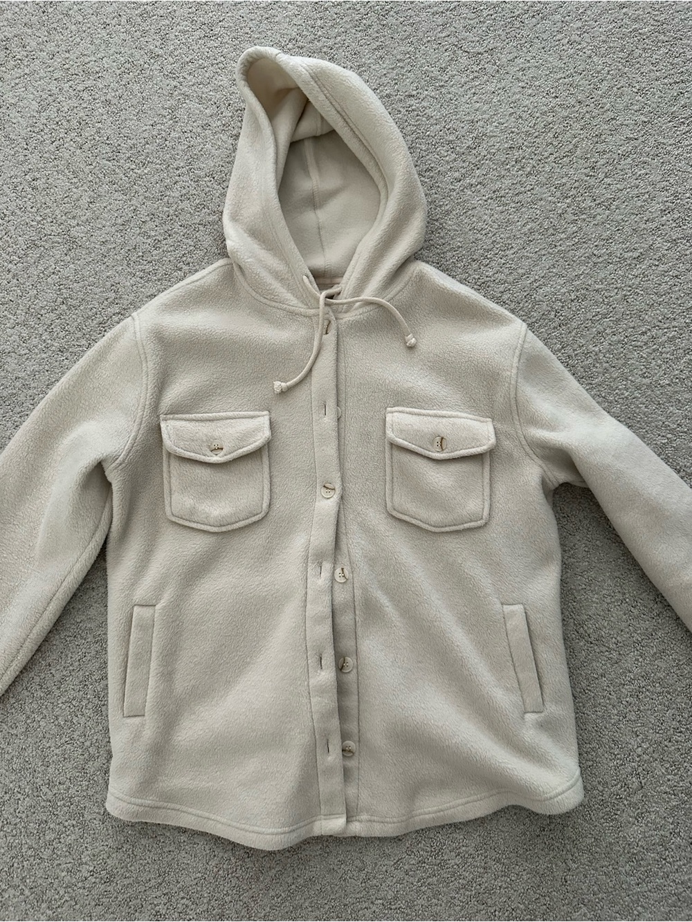 Hooded Fleece Jacket in Cream by Thread & Supply